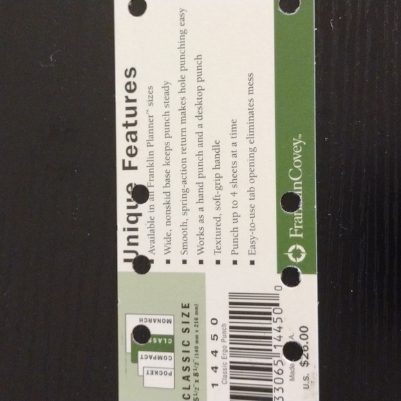 Franklin Covey Office Franklin Covey Ergo Punch 6 Hole Hand Held Or Desk Punch For Planners